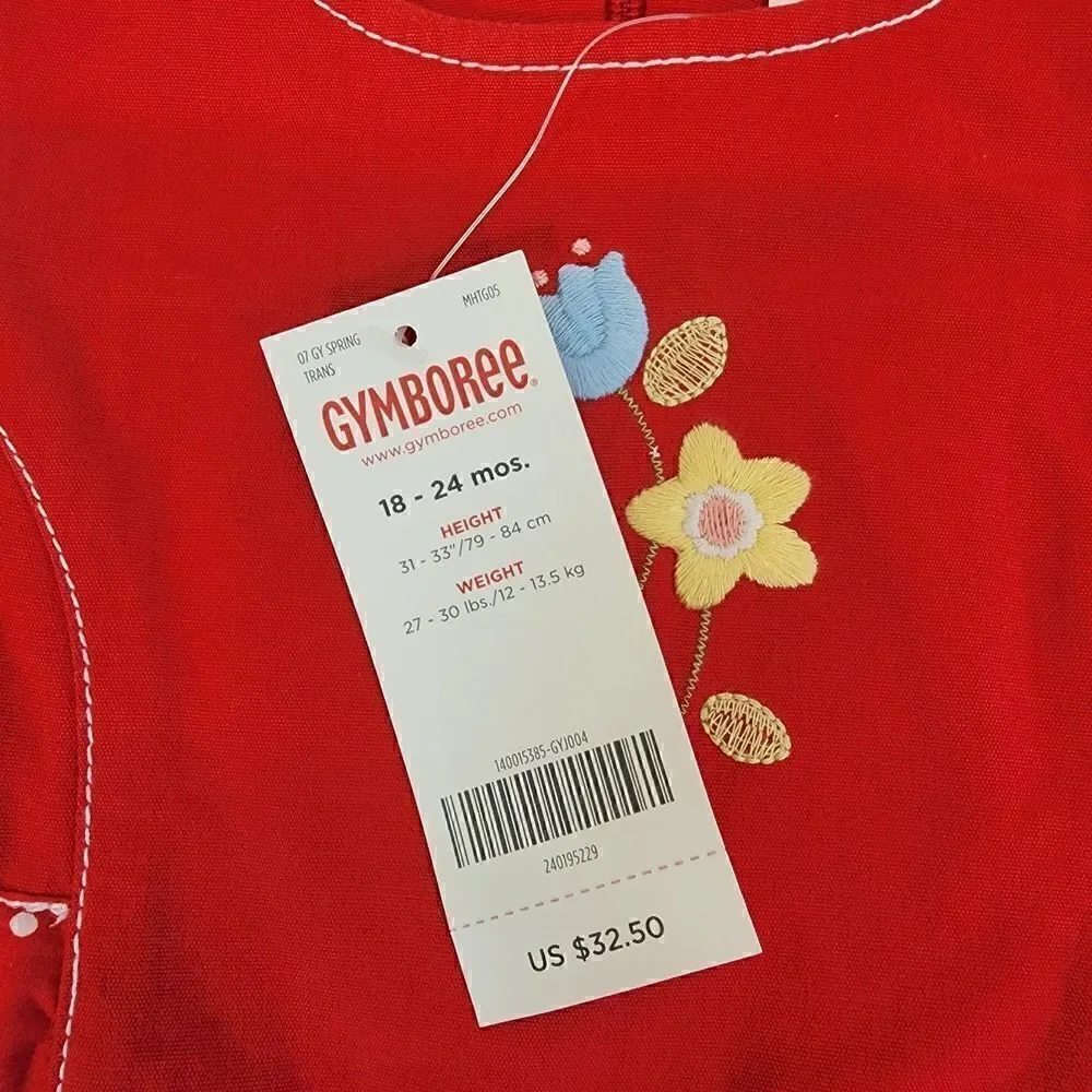 Gymboree Red Flower Embroidered Sleeveless Dress Size 18-24 mos NWT